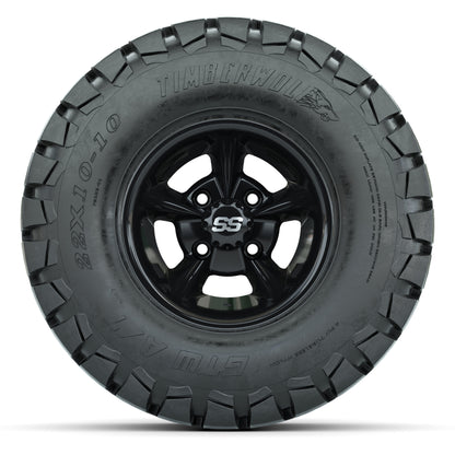 GTW Godfather Black 10 in Wheels with 22x10-10 Timberwolf All-Terrain Tires – Full Set