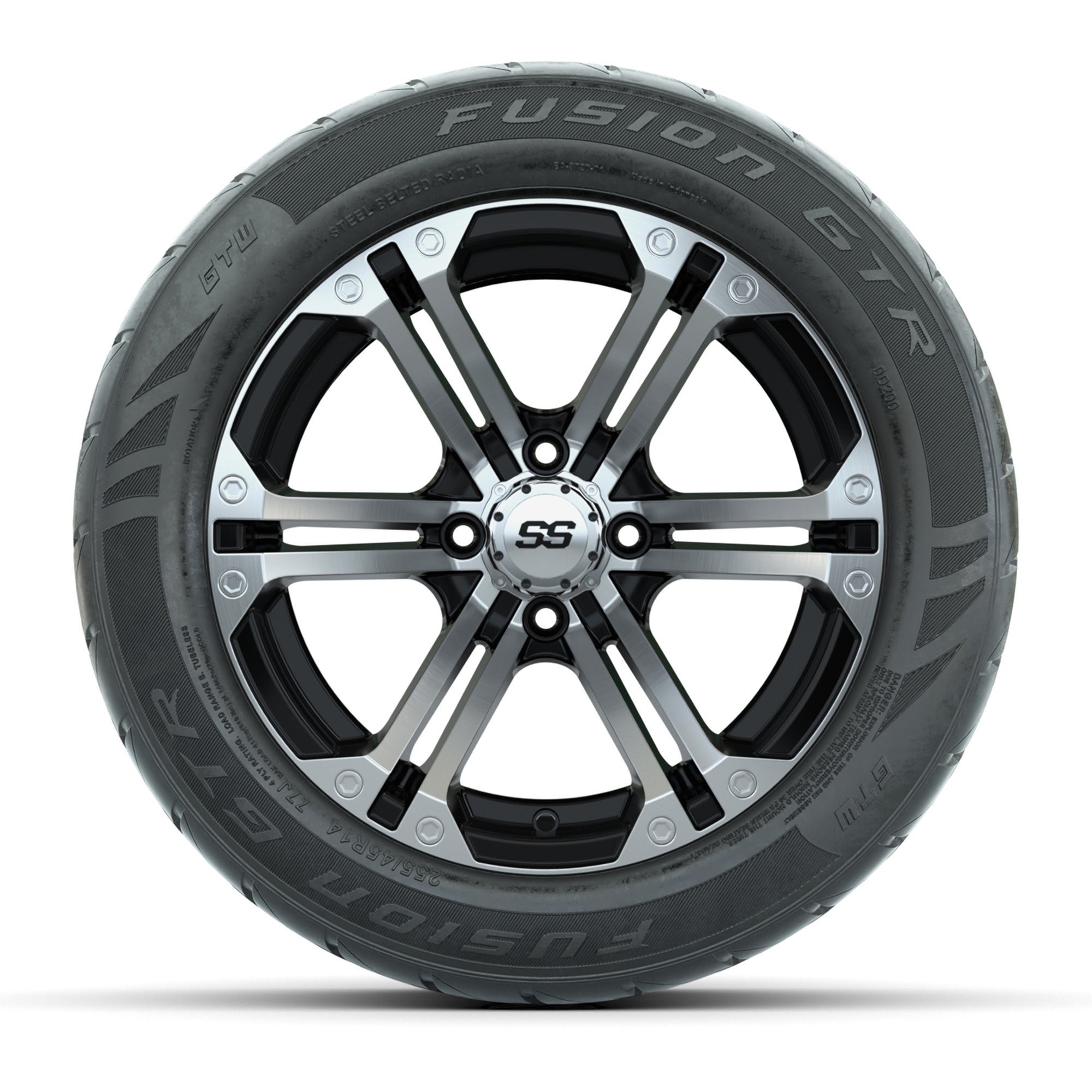 GTW® Specter Black/Machined 14 in Wheels with 255/45-R14 Fus - 3/4 view