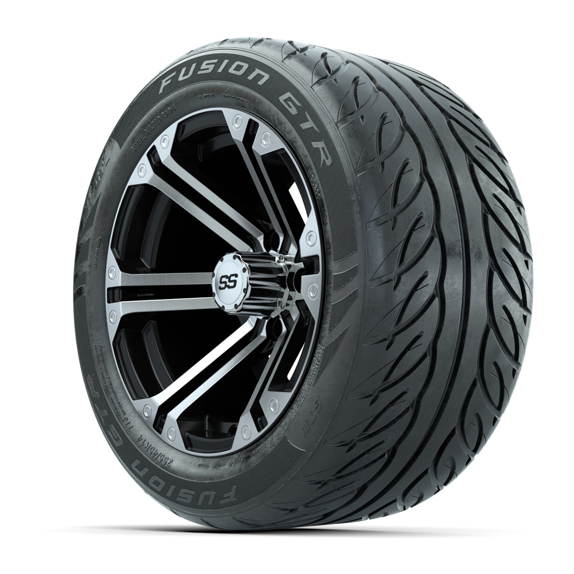 GTW® Specter Black/Machined 14 in Wheels with 255/45-R14 Fus - 3/4 view