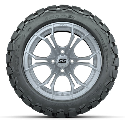 GTW Spyder Silver Brush 14 in Wheels with 22X10-14 Timberwol - front view
