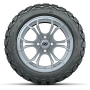 GTW Spyder Silver Brush 14 in Wheels with 22X10-14 Timberwol - front view