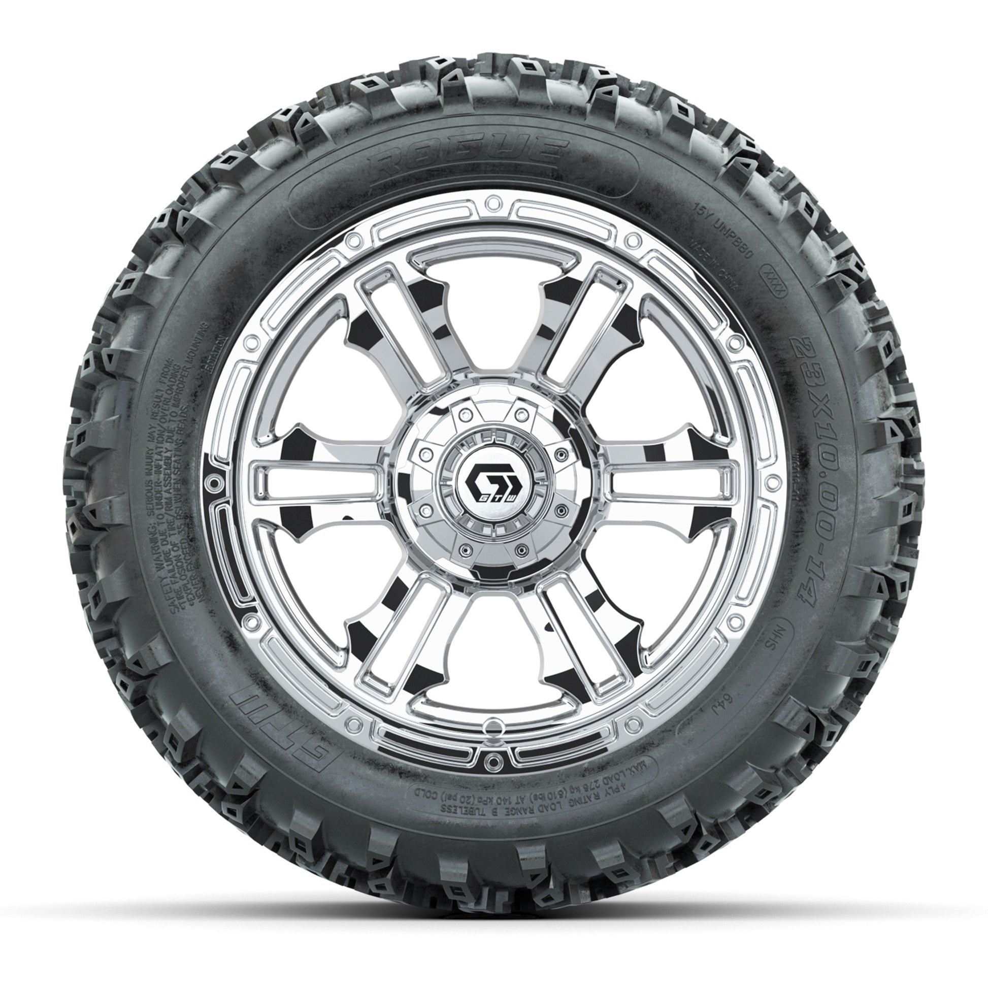 GTW® Shogun Chrome 14 in Wheels with 23X10-14 Rogue All-Terr - front view