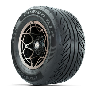 GTW® Nexus Black with Bronze Face 12 in Wheels with 255/55-R12 Fusion GTR Steel Belt Radial Street Tires – Full Set