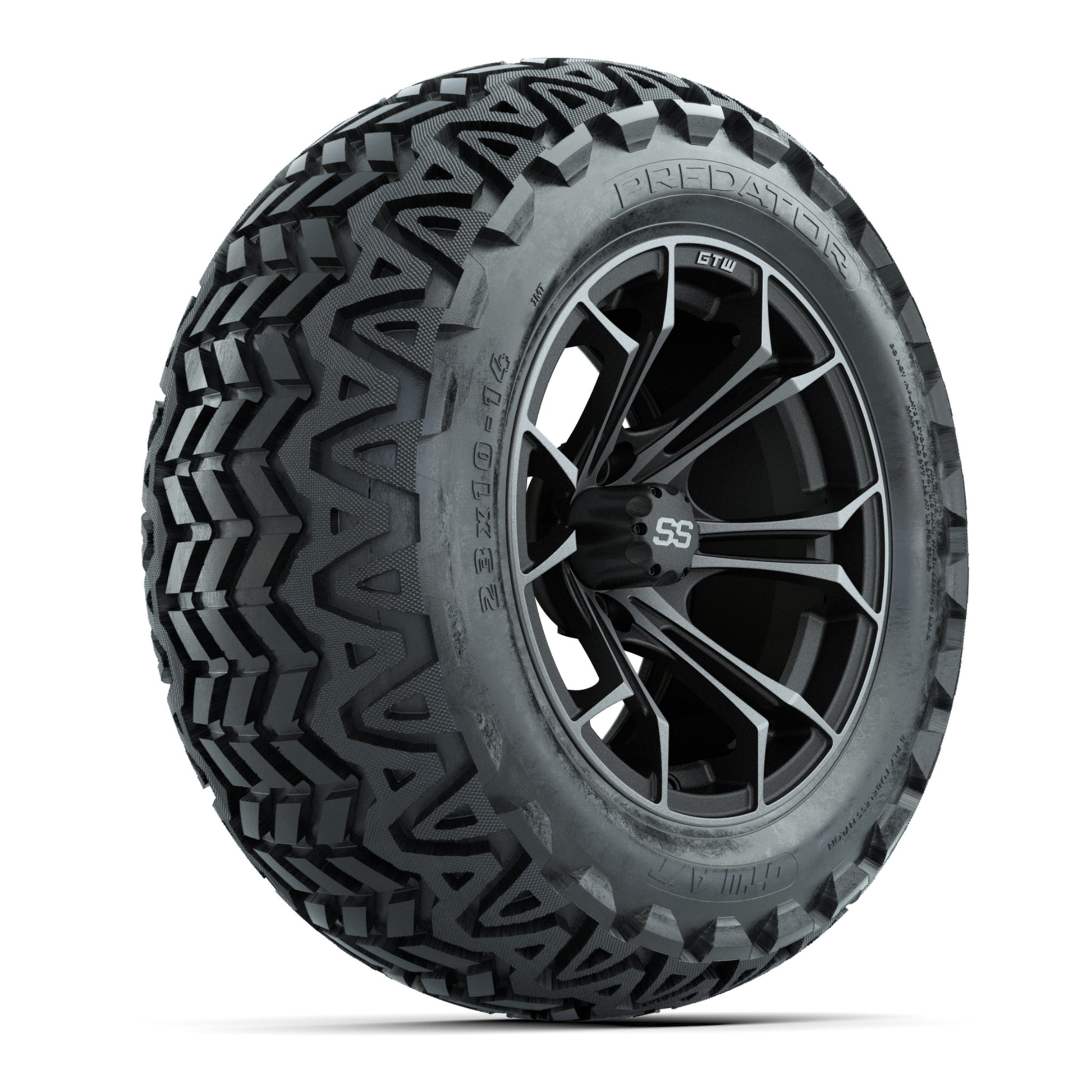 GTW Spyder Matte Grey 14 in Wheels with 23x10-14 GTW Predator All-Terrain Tires – Full Set
