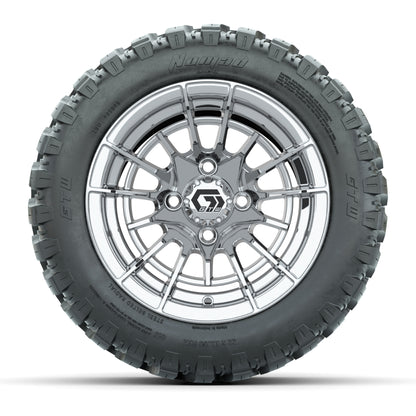 GTW® Boost Chrome 12 in Wheels with 22X11-R12 Nomad Steel Belt Radial All-Terrain Tires – Full Set