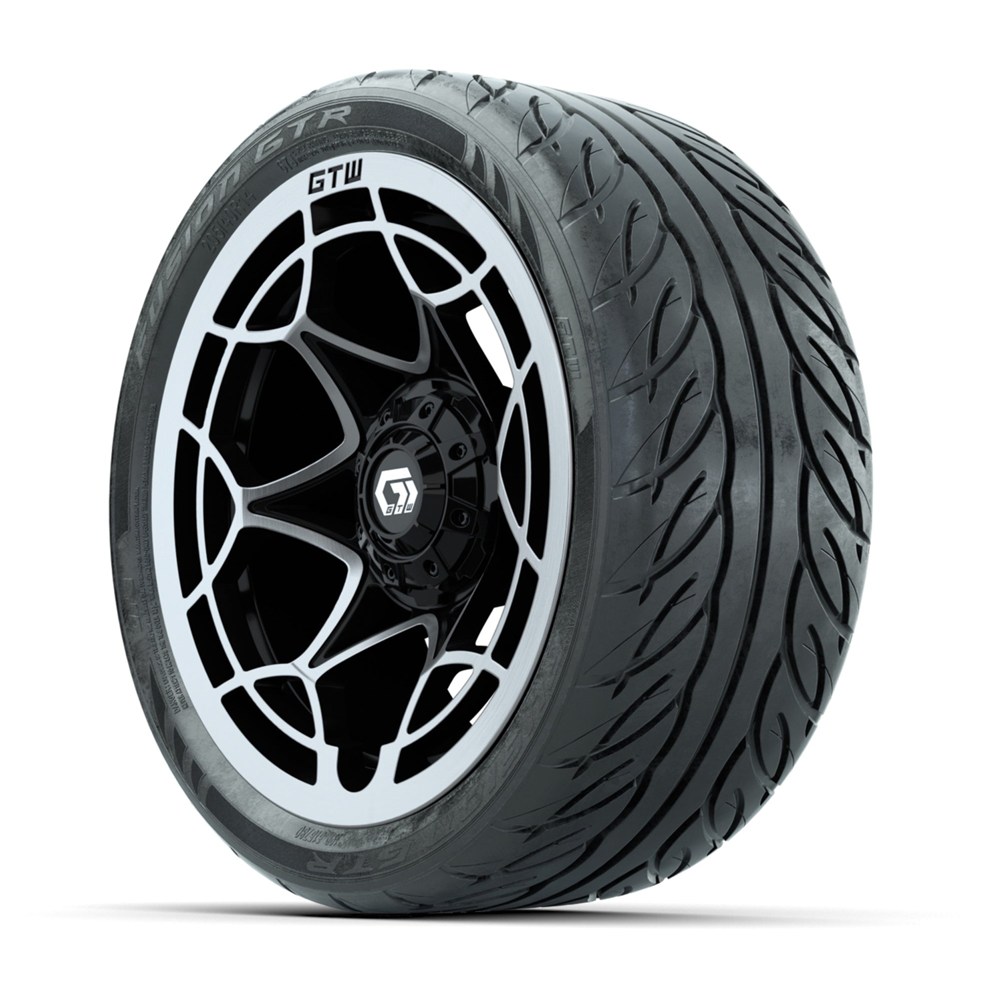 GTW® Nexus Gloss Black/Silver 14 in Wheels with 205/40-R14 F - 3/4 view