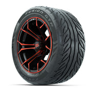 GTW® Spyder Black/Red 14 in Wheels with 255/45-R14 Fusion GT - 3/4 view