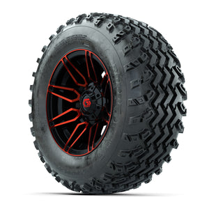 GTW® Stealth Red/Machined 12 in Wheels with 23X10.00-12 Rogue All-Terrain Tires – Full Set