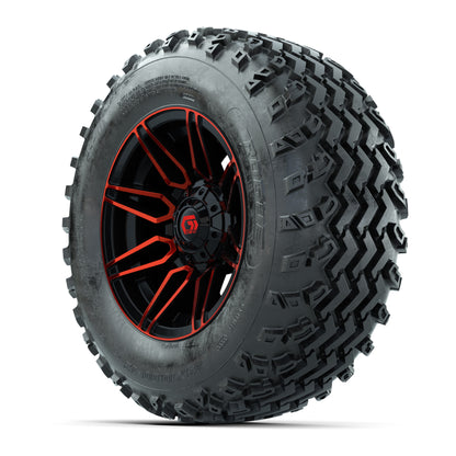 GTW® Stealth Red/Machined 12 in Wheels with 23X10.00-12 Rogue All-Terrain Tires – Full Set