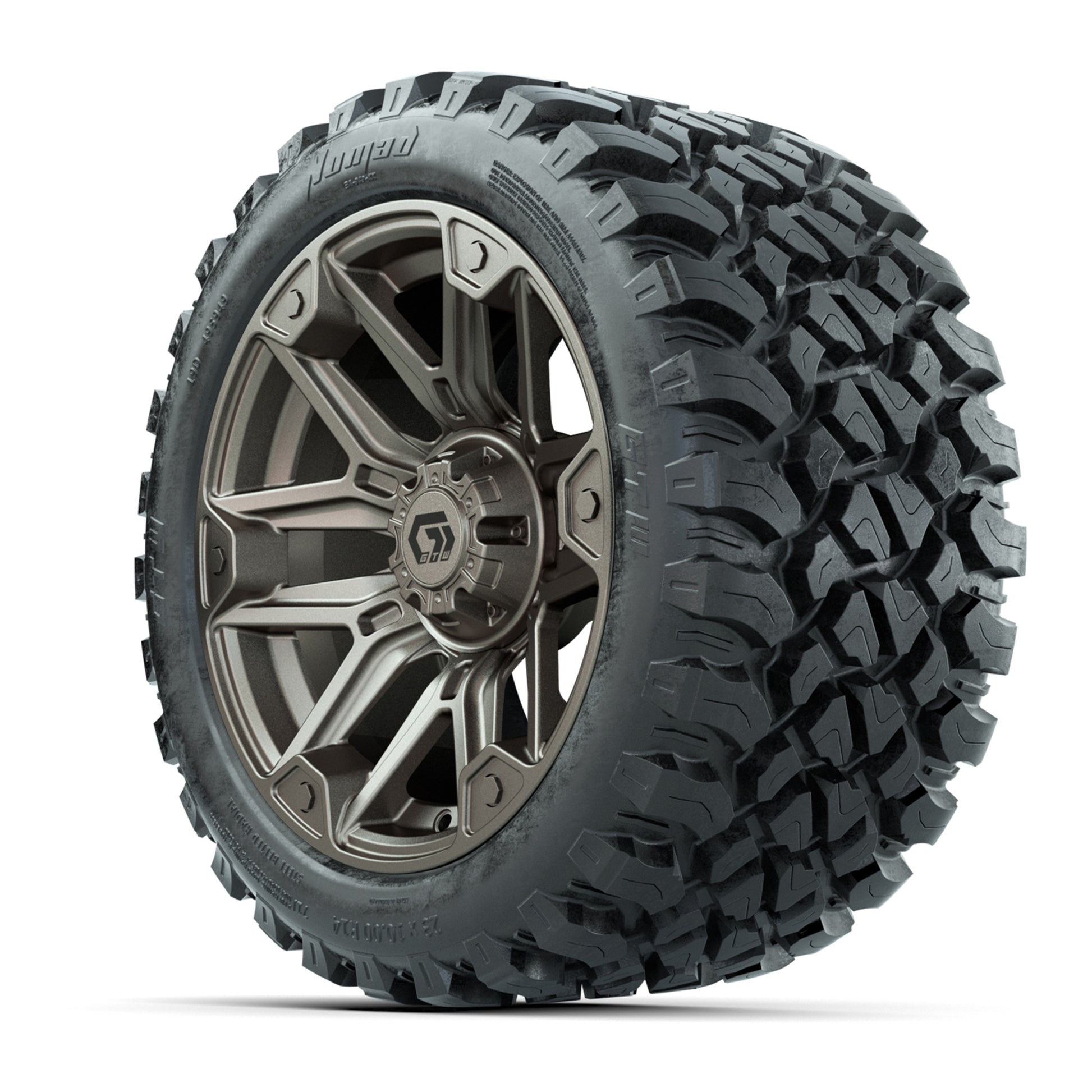 GTW® Graffiti Bronze/Black 14 in Wheels with 23X10-R14 Nomad - 3/4 view