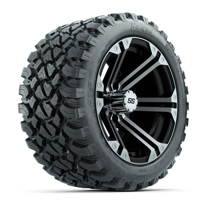 GTW® Specter Black/Machined 14 in Wheels with 23X10-R14 Nomad Steel Belt Radial All-Terrain Tires – Full Set
