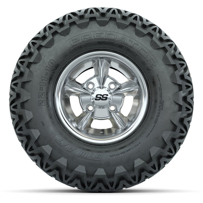 GTW Godfather Chrome 10 in Wheels with 22x11-10 Predator All-Terrain Tires – Full Set