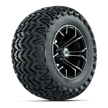 Set of 4 GTW Spyder Black and Machined Wheels with Predator A-T Tires - 12 Inch