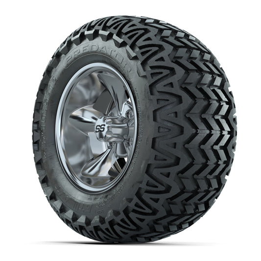 GTW® Godfather Chrome 12 in Wheels with 23X10.5-12 Predator All-Terrain Tires – Full Set