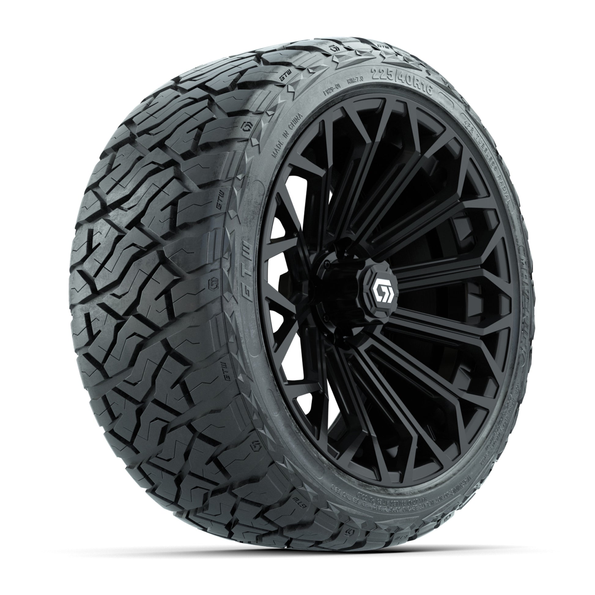 GTW Phantom Gloss Black 16 in Wheels with 225/40-R16 Maverick Hybrid Tires – Full Set