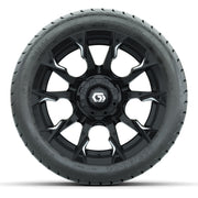 GTW Diablo Gloss Black/Machined 14 in Wheels with 225/30-14  - front view