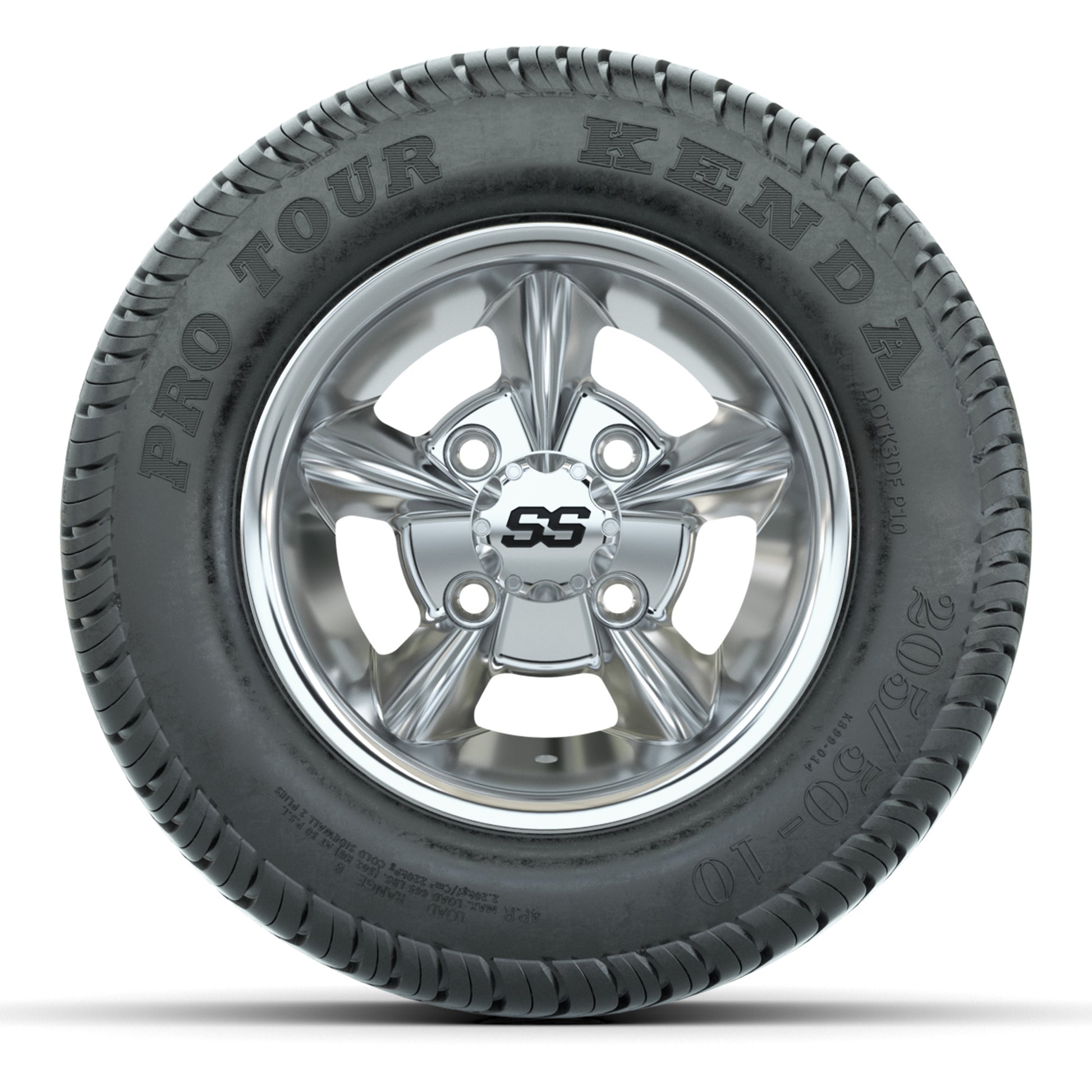 GTW Godfather Chrome 10 in Wheels with 205/50-10 Kenda Pro Tour Street Tires – Full Set