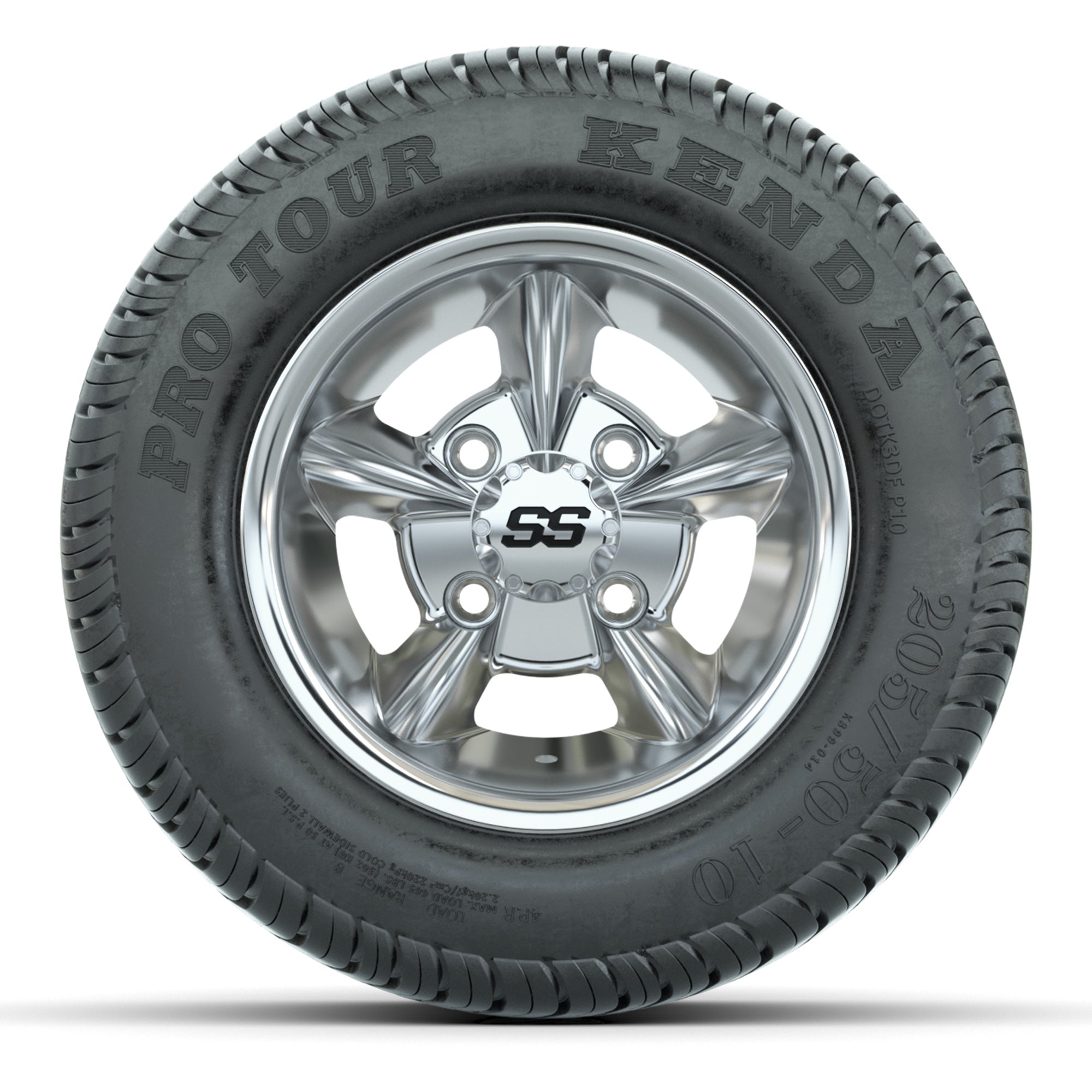 GTW Godfather Chrome 10 in Wheels with 205/50-10 Kenda Pro Tour Street Tires – Full Set