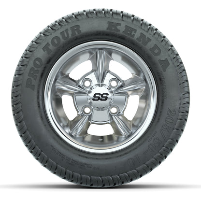 GTW Godfather Chrome 10 in Wheels with 205/50-10 Kenda Pro Tour Street Tires – Full Set