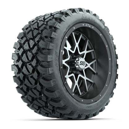 GTW® Vortex 2 Matte Gray//Machined 14 in Wheels with 23X10-R14 Nomad Steel Belt Radial All-Terrain Tires – Full Set