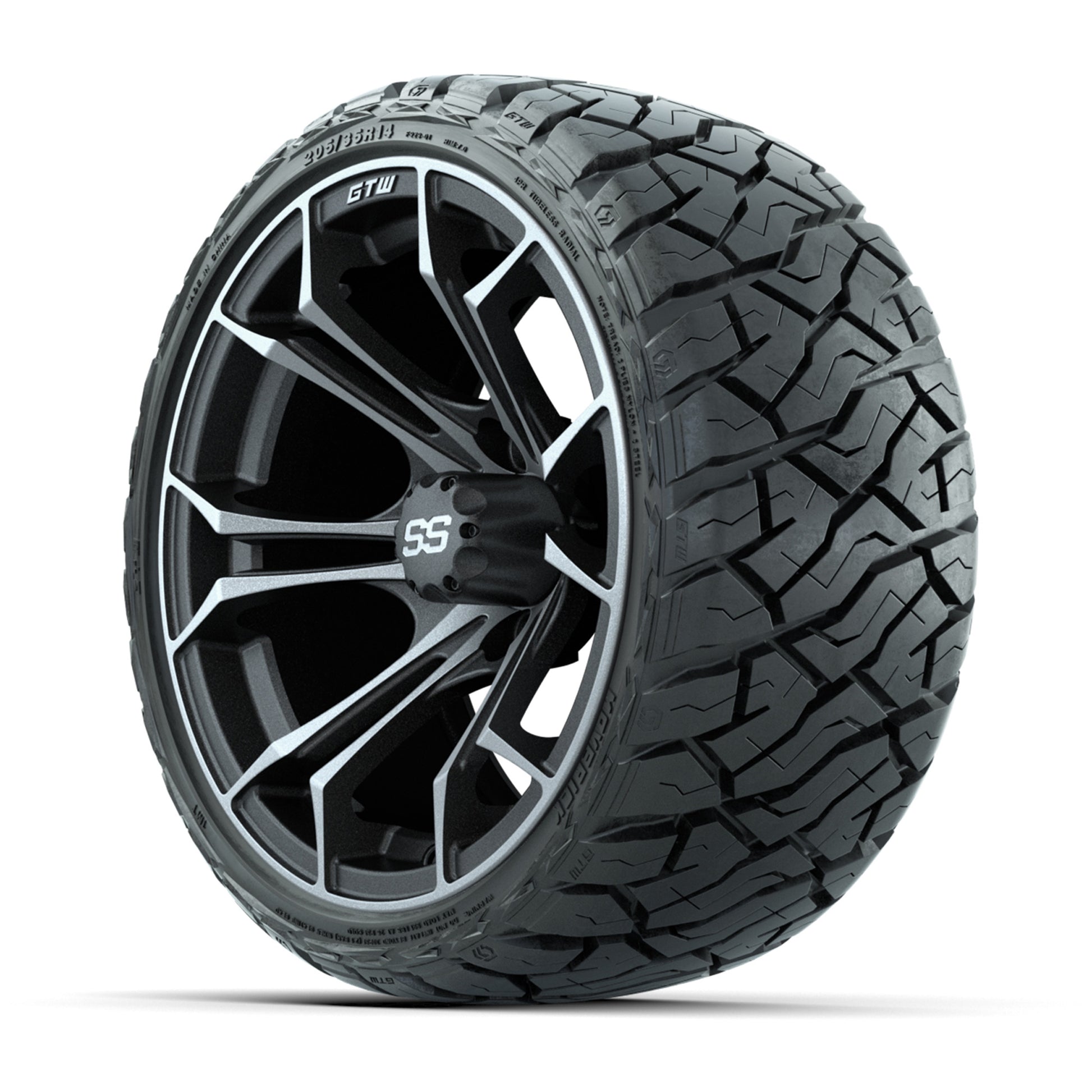 GTW® Spyder Matte Black/Bronze 14 in Wheels with 205/35-R14  - 3/4 view