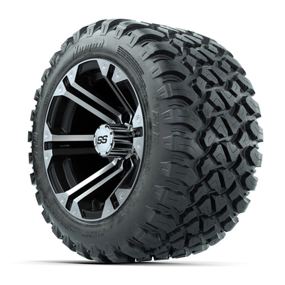 GTW® Specter Black/Machined 12 in Wheels with 22X11-R12 Nomad Steel Belt Radial All-Terrain Tires – Full Set