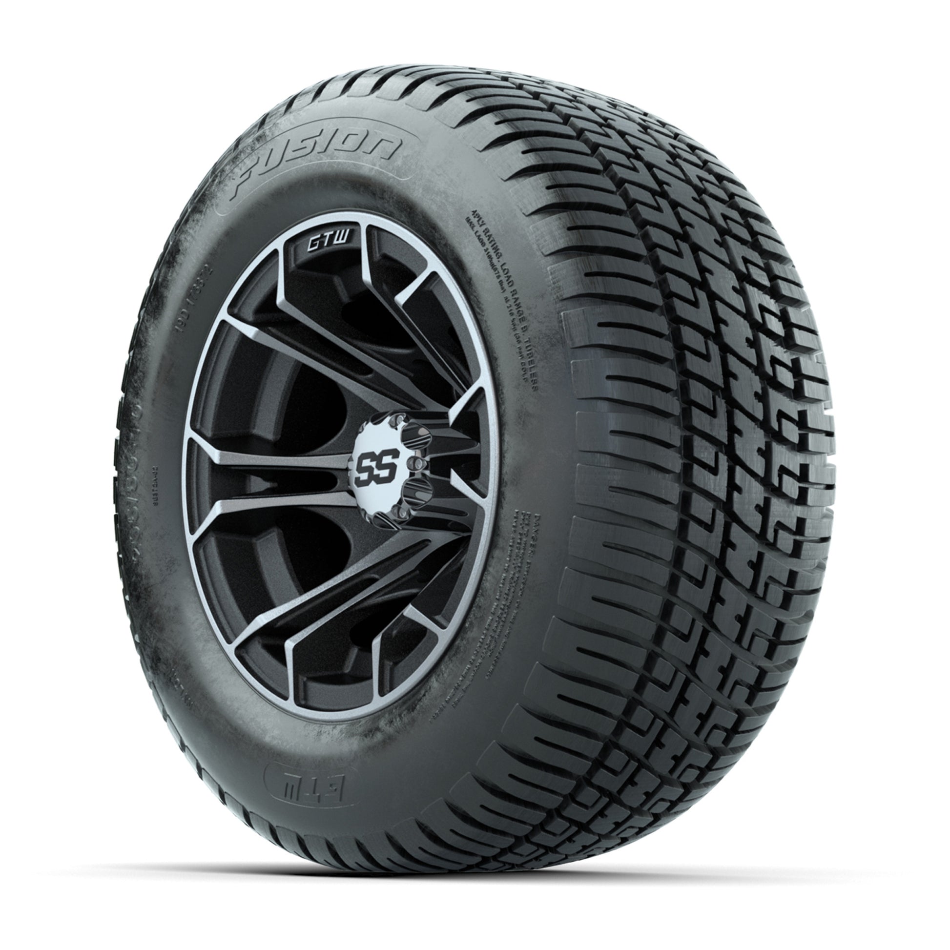 GTW Spyder Machined/Matte Grey 10 in Wheels with 205/50-10 Fusion Street Tires – Full Set