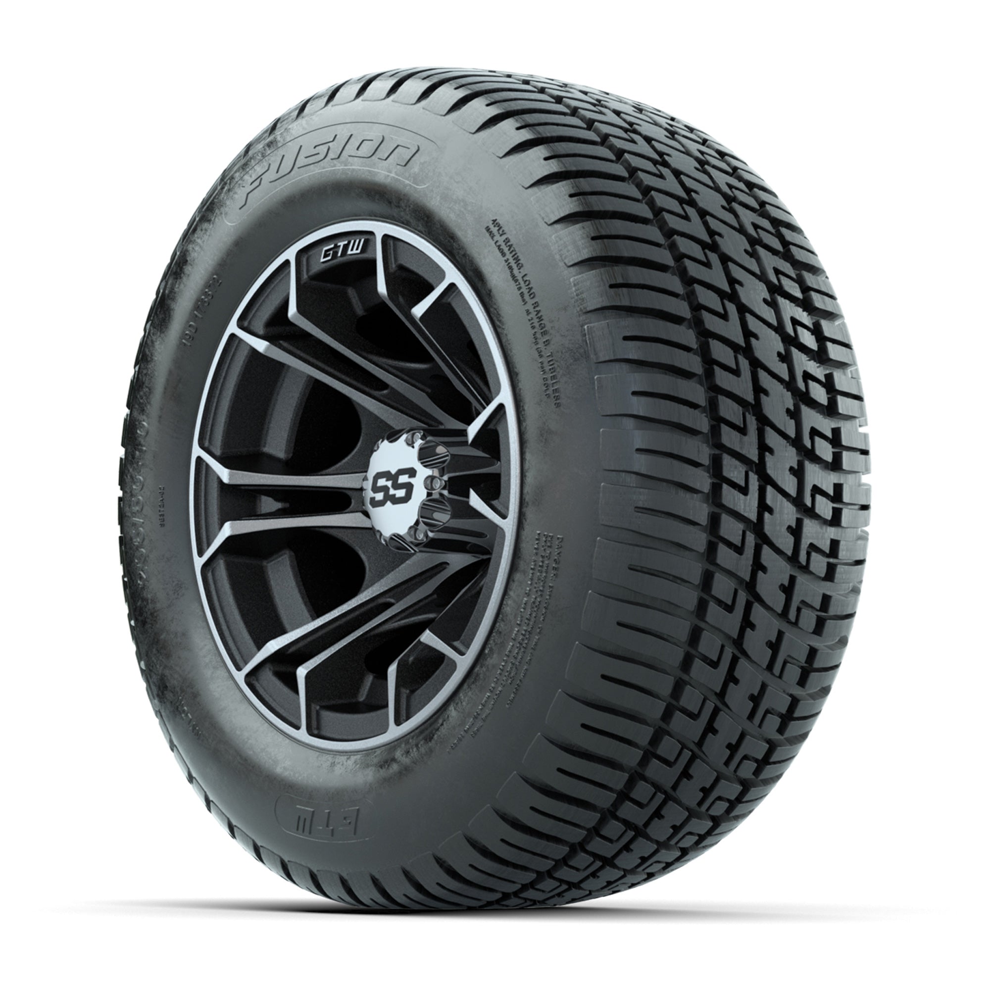 GTW Spyder Machined/Matte Grey 10 in Wheels with 205/50-10 Fusion Street Tires – Full Set