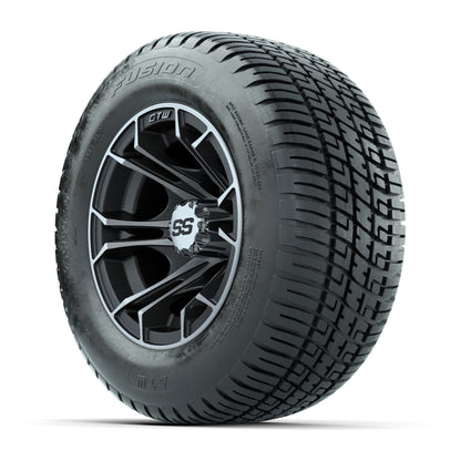 GTW Spyder Machined/Matte Grey 10 in Wheels with 205/50-10 Fusion Street Tires – Full Set