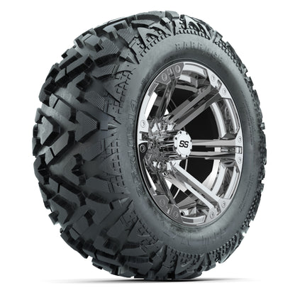 GTW Specter Chrome 14 in Wheels with 25x10-14 Barrage Mud Tires – Full Set