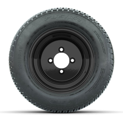 Set of (4) 10 in Matte Black Steel Offset Wheels with 205/50-10 Fusion Street Tires