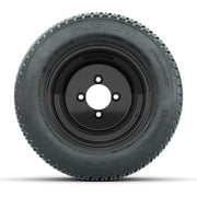 Set of (4) 10 in Matte Black Steel Offset Wheels with 205/50-10 Fusion Street Tires