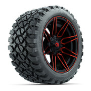 GTW® Stealth Red/Machined 14 in Wheels with 23X10-R14 Nomad Steel Belt Radial All-Terrain Tires – Full Set