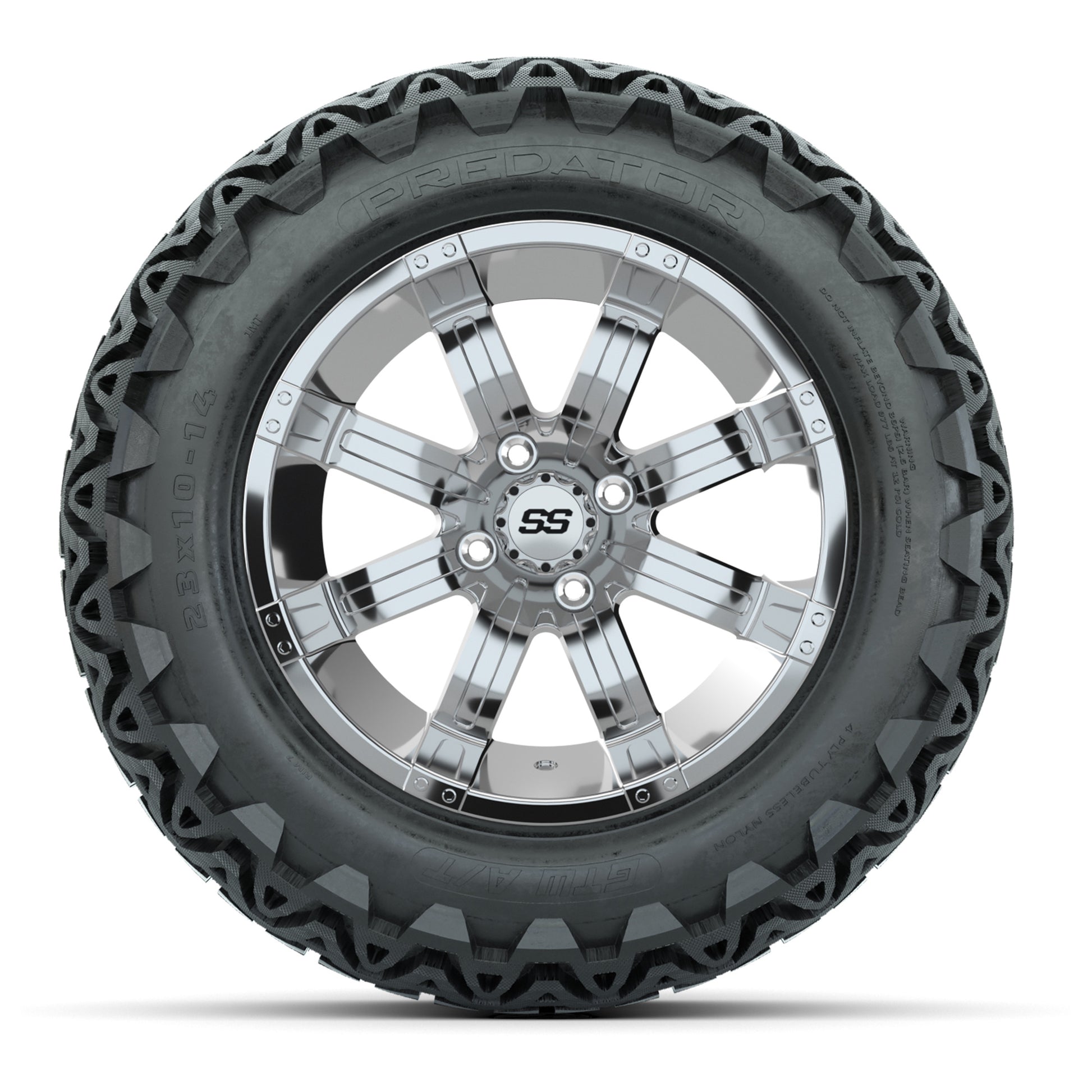 GTW Tempest Chrome Wheels with 23in Predator A-T Tires - 14  - front view