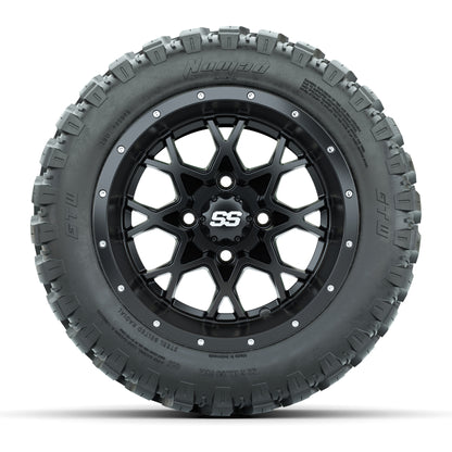 GTW® Vortex 2 Matte Black 12 in Wheels with 22X11-R12 Nomad Steel Belt Radial All-Terrain Tires – Full Set