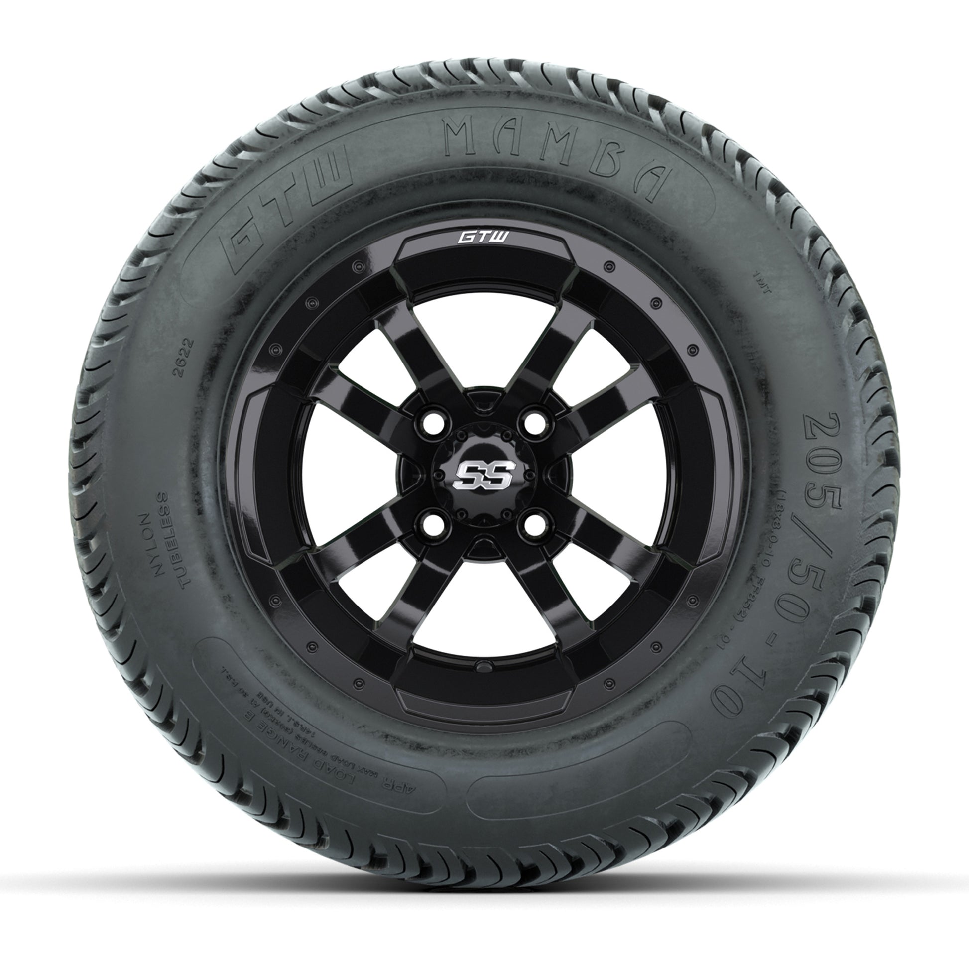 Set of (4) 10 in GTW Storm Trooper Wheels with 205/50-10 Mamba Street Tires