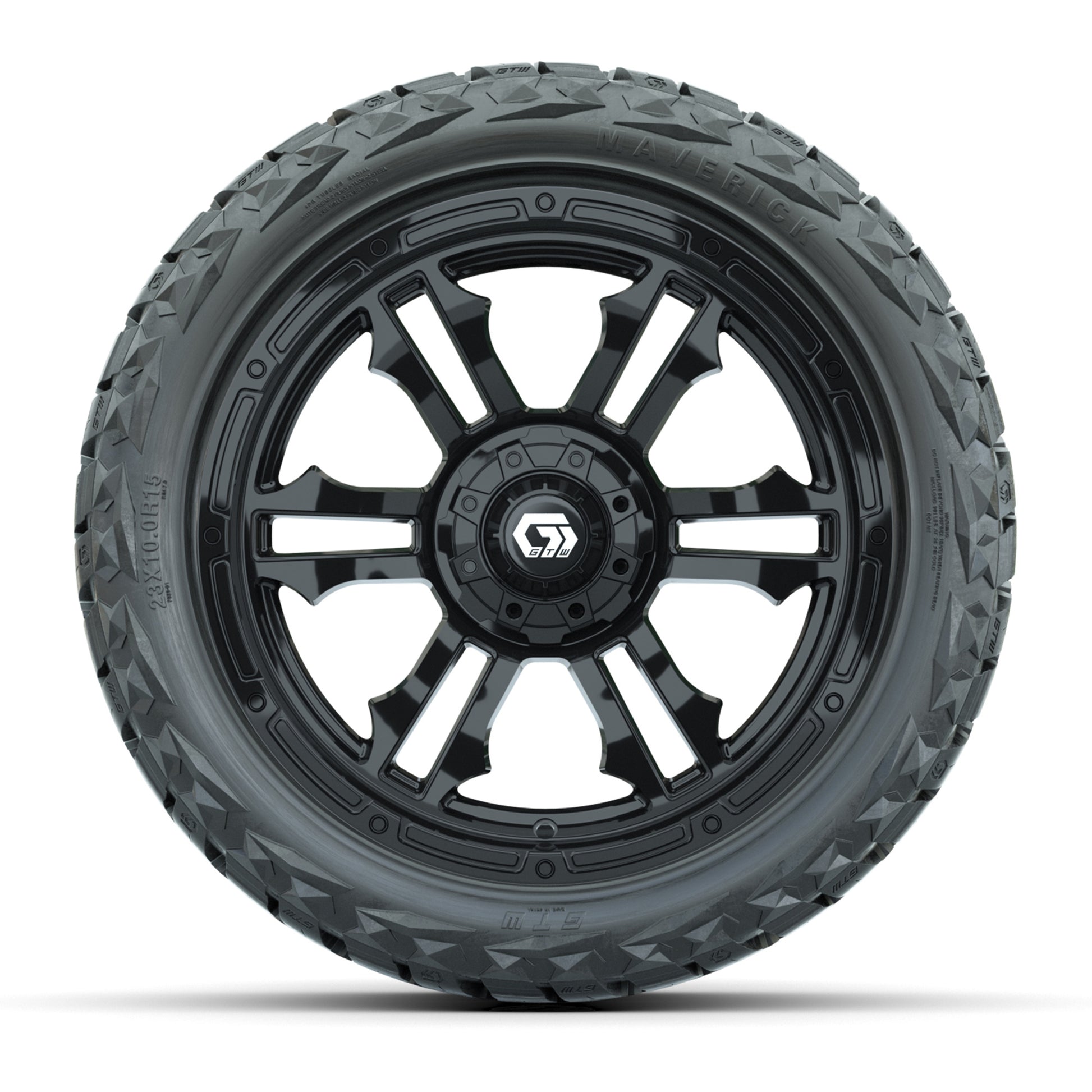 GTW Shogun Gloss Black 15 in Wheels with 23x10.00-R15 Maverick All-Terrain Tires – Full Set
