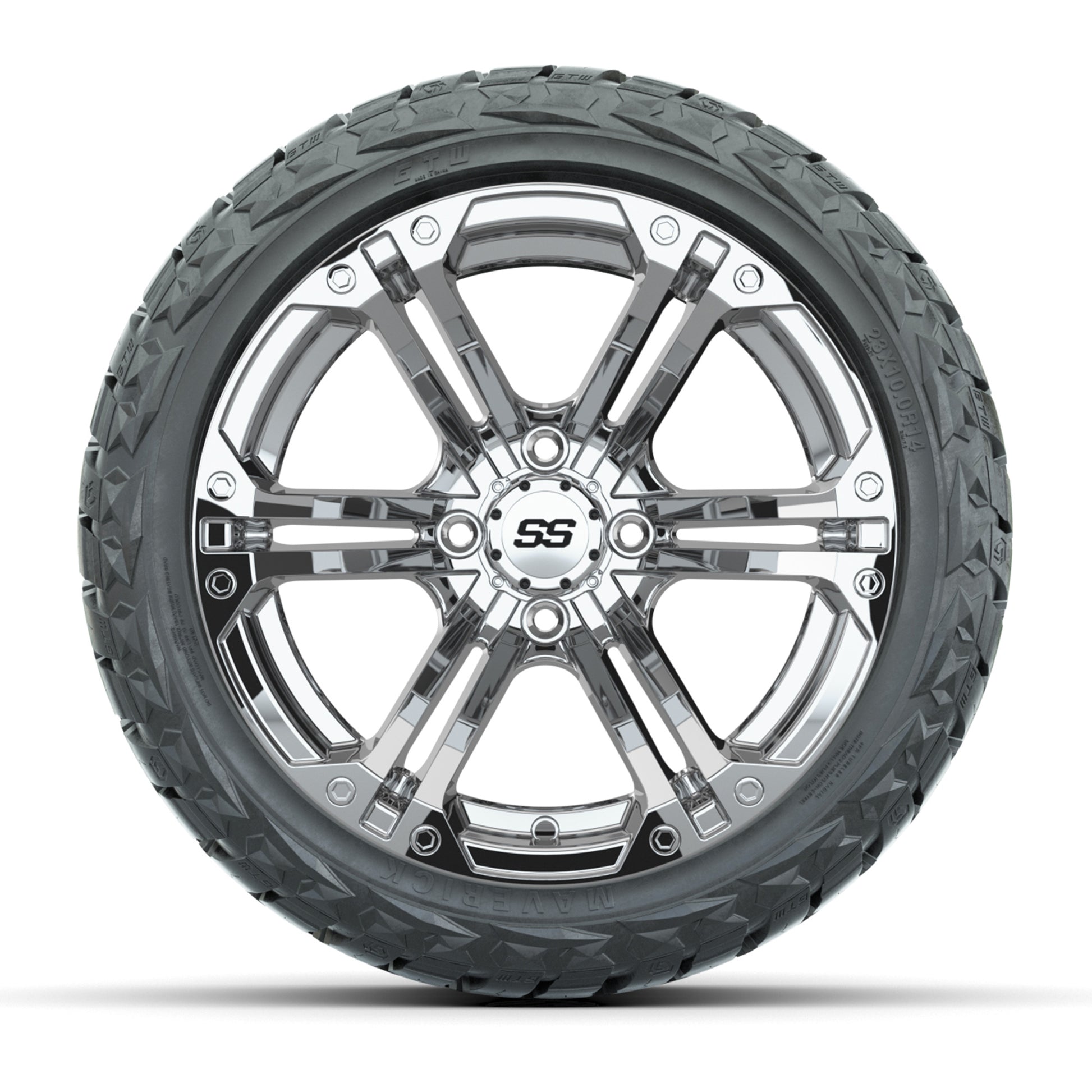 GTW Specter Chrome 14 in Wheels with 23x10.00-R14 Maverick A - front view