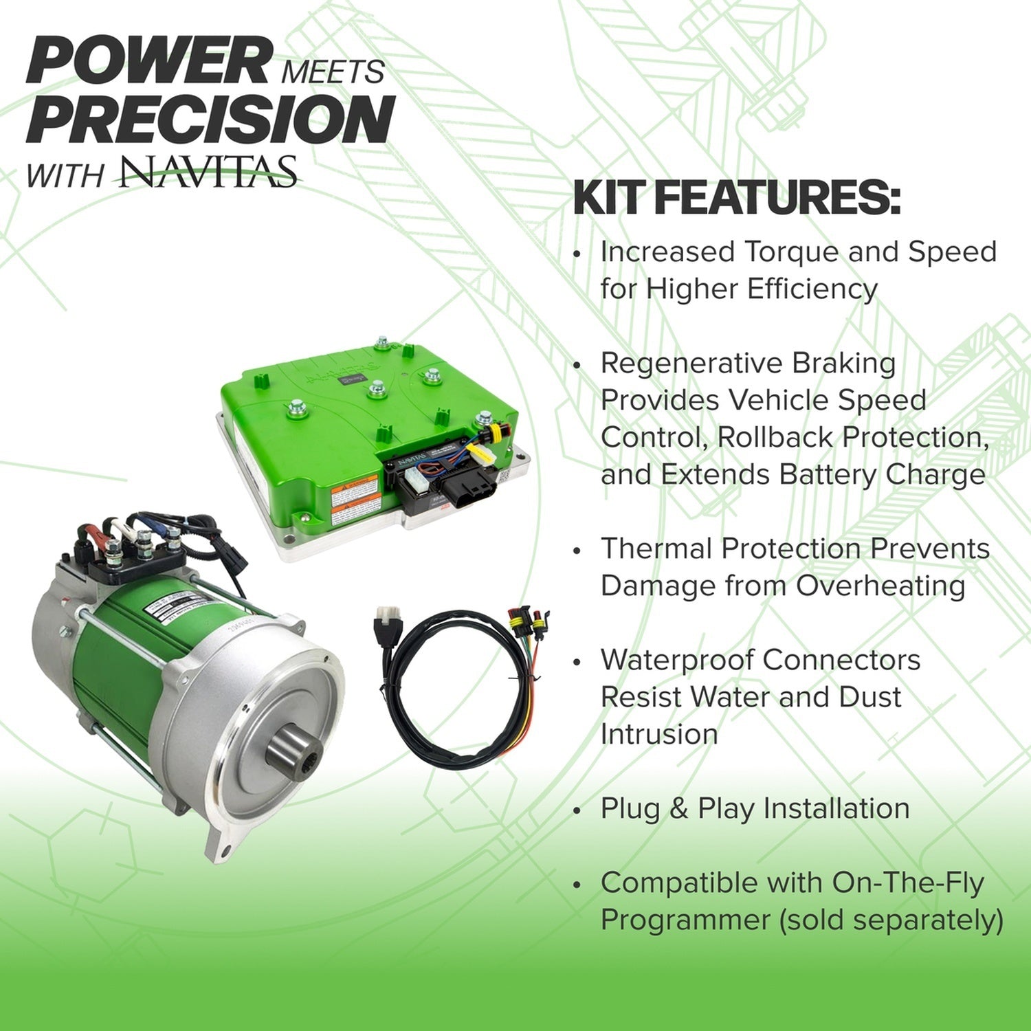 Club Car (1268 Non-ITS) 600A 5KW Navitas DC to AC Conversion Kit with On-the-Fly Programmer