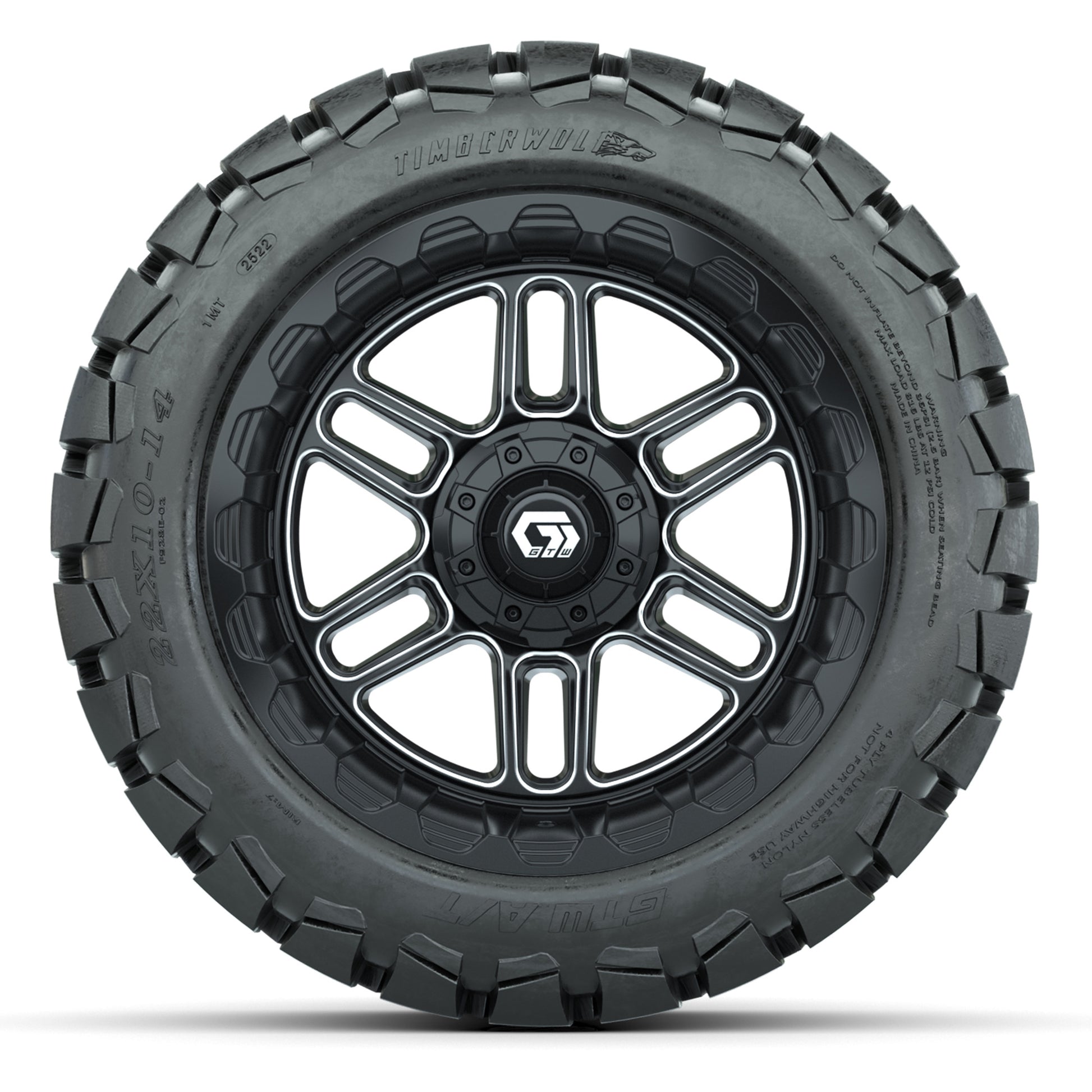 GTW Titan Black/Machined 14 in Wheels with 22X10-14 Timberwo - front view