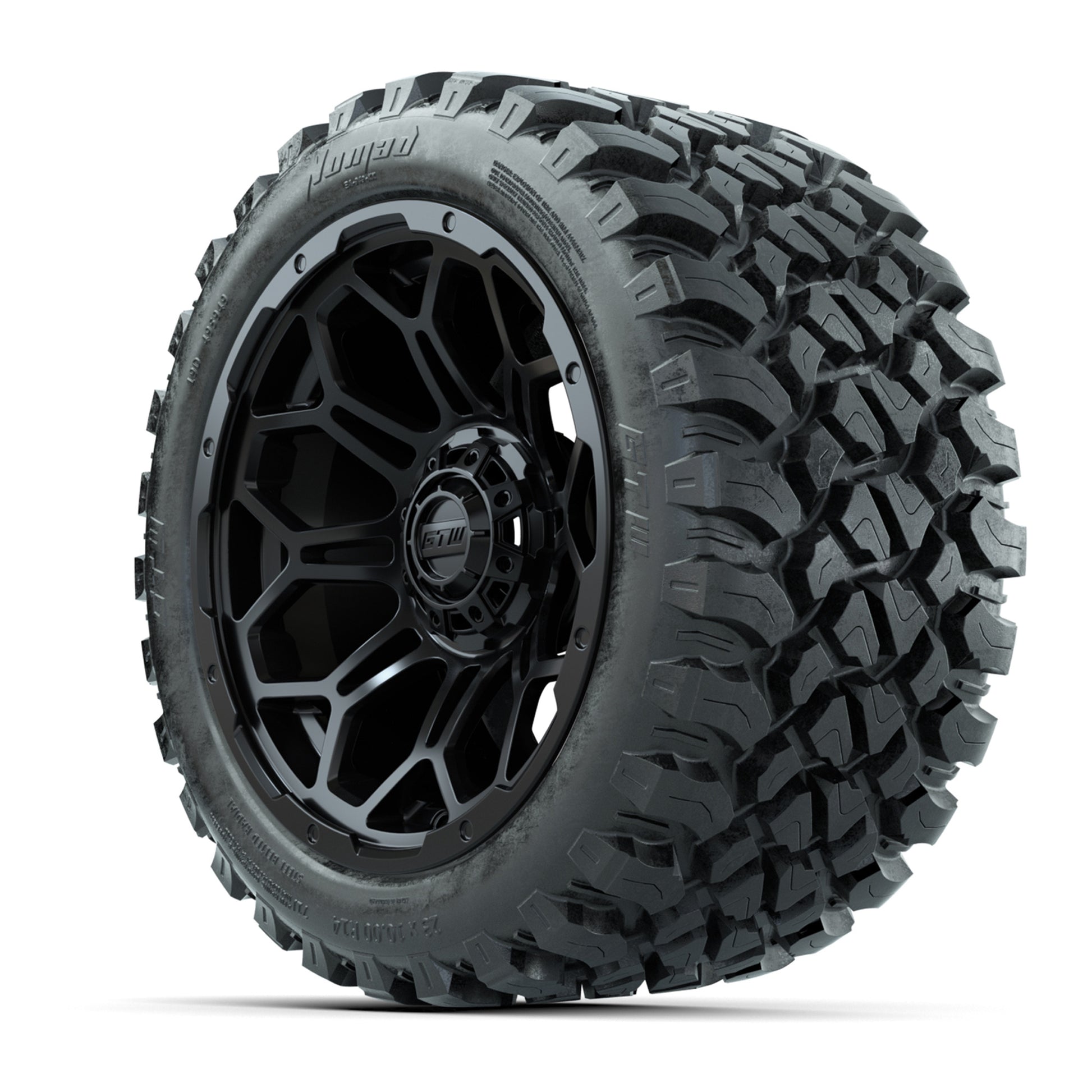 Set of (4) 14 in GTW Bravo Wheels with 23x10-14 GTW Nomad Al - 3/4 view