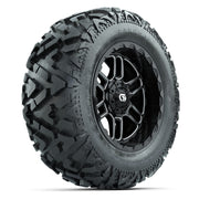 GTW Titan Black/Machined 14 in Wheels with 25x10-14 Barrage Mud Tires – Full Set