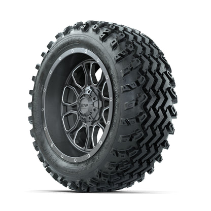 GTW Volt Gunmetal/Machined 14 in Wheels with 23x10.00-14 Rog - 3/4 view