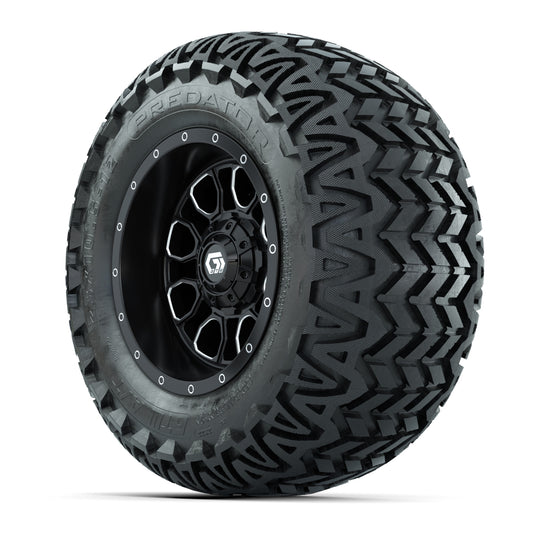 Set of (4) 12 in GTW® Volt Machined & Black Wheels with 23x10.5-12 Predator All-Terrain Tires