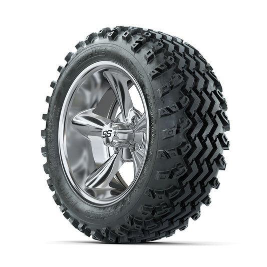 GTW Godfather Chrome 14 in Wheels with 23x10.00-14 Rogue All - 3/4 view