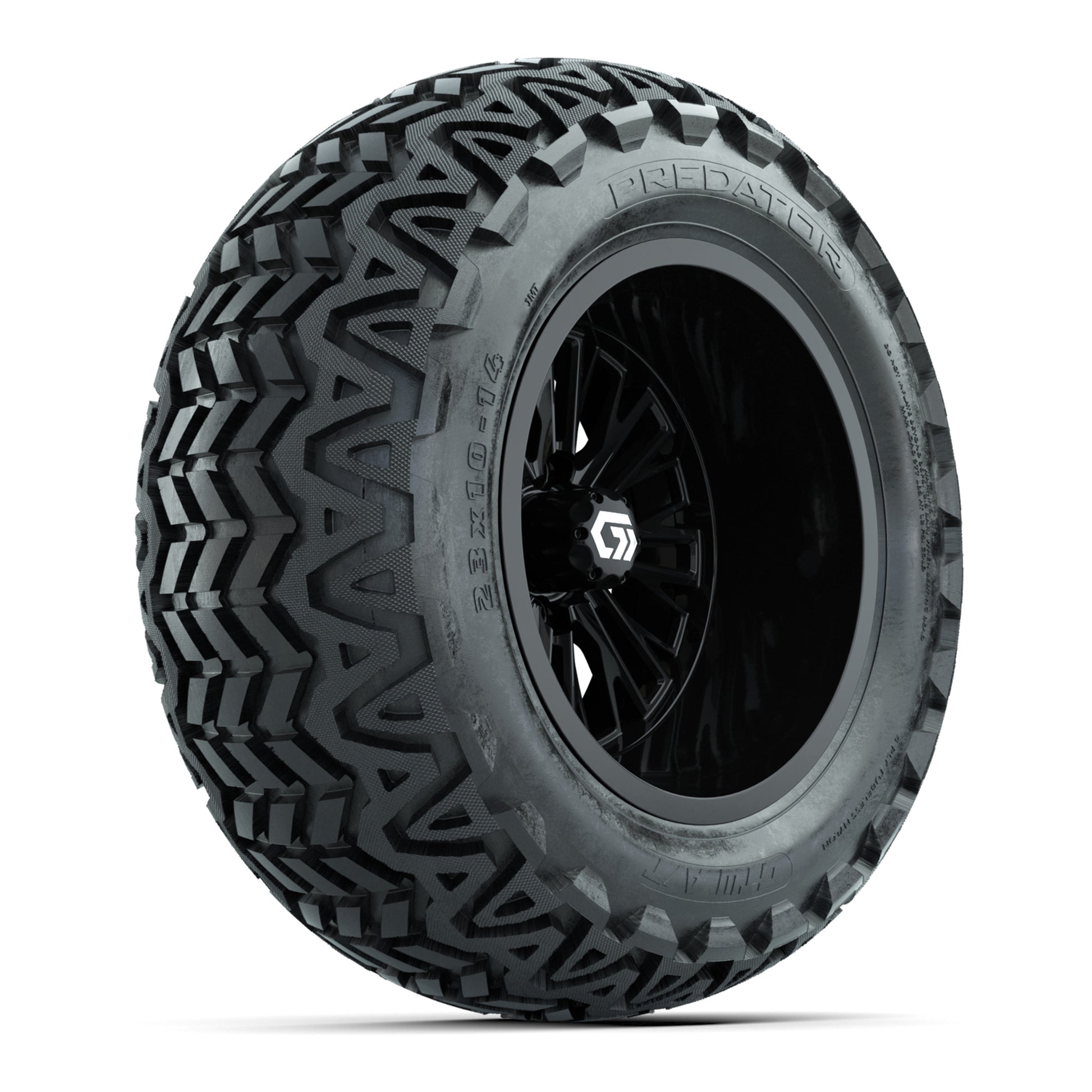 GTW Viper Gloss Black 14 in Wheels with 23X10-14 Predator All-Terrain Tires – Full Set