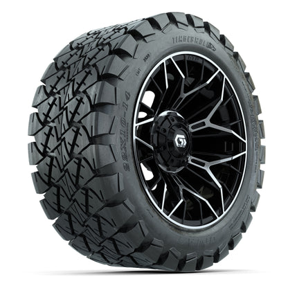 GTW Stellar Black/Machined 14 in Wheels with 22X10-14 Timberwolf All-Terrain Tires – Full Set