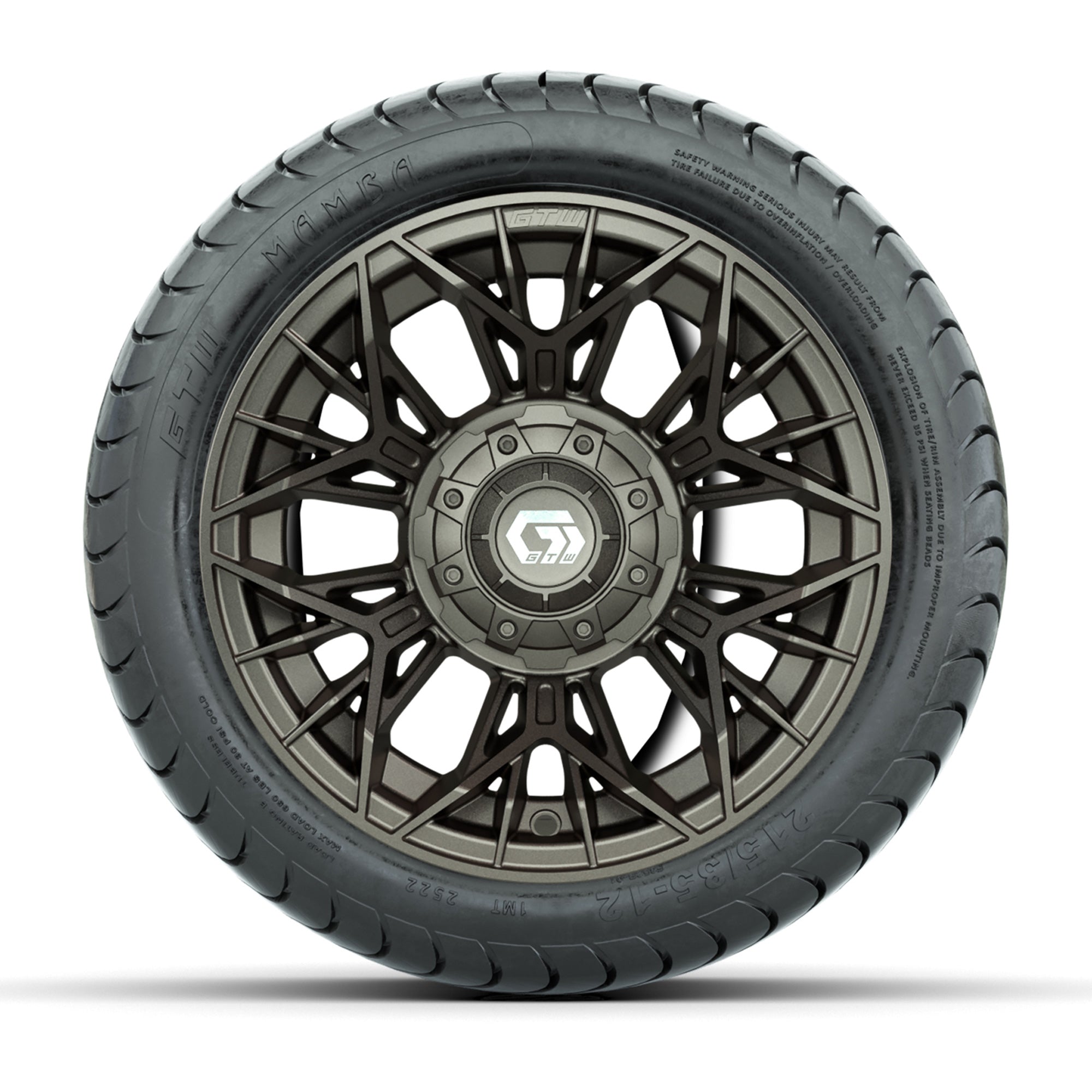 Set of (4) 12 in GTW® Stellar Matte Bronze Wheels with 215/35-12 Mamba Street Tires