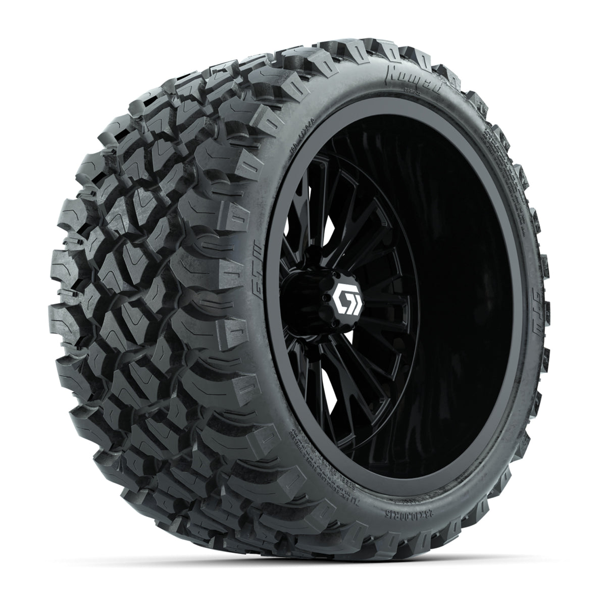 GTW Viper Gloss Black 15 in Wheels with 23X10-R15 Nomad Steel Belted Radial All-Terrain Tires – Full Set