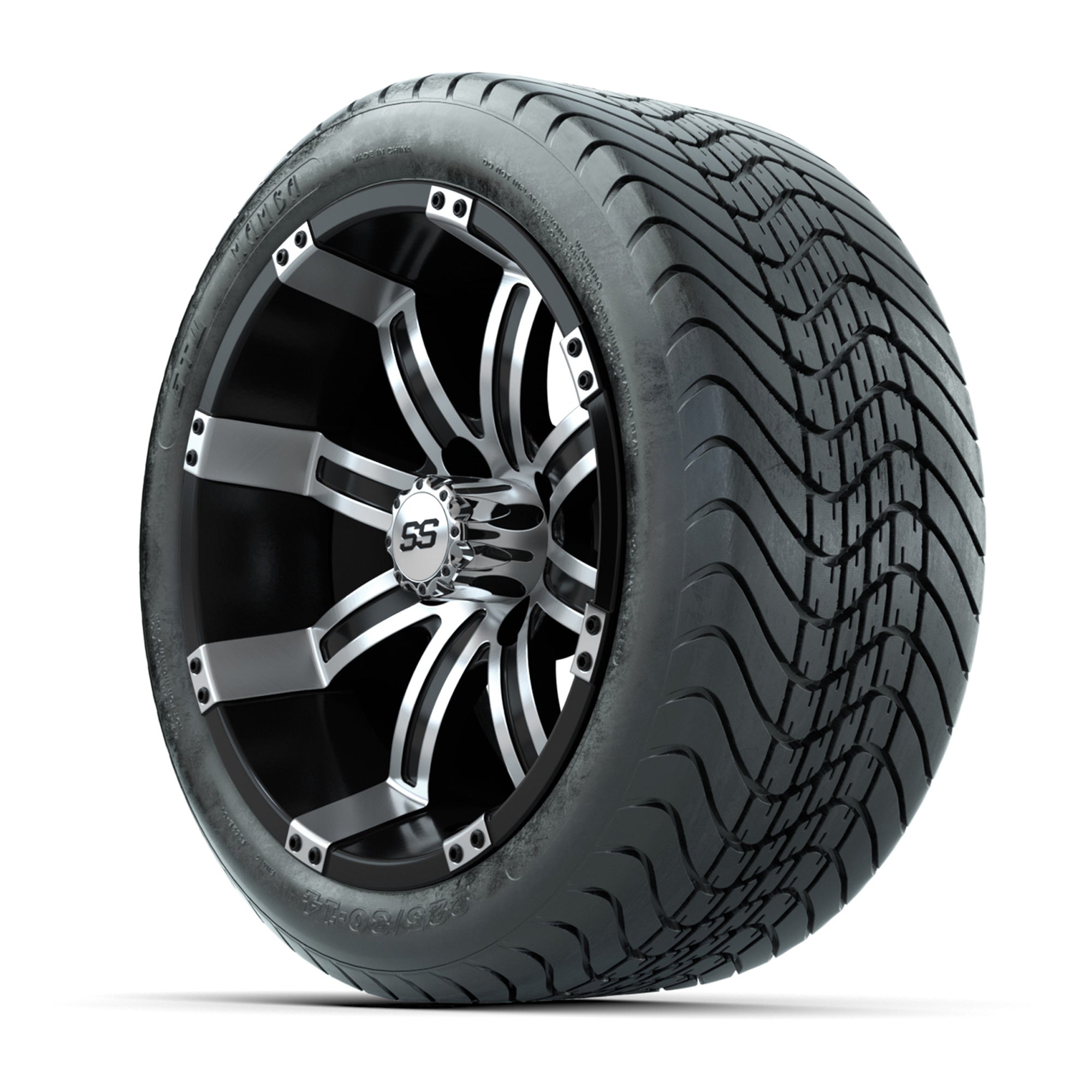 14" GTW Tempest Machined/Black Wheels with Mamba Street - 3/4 view
